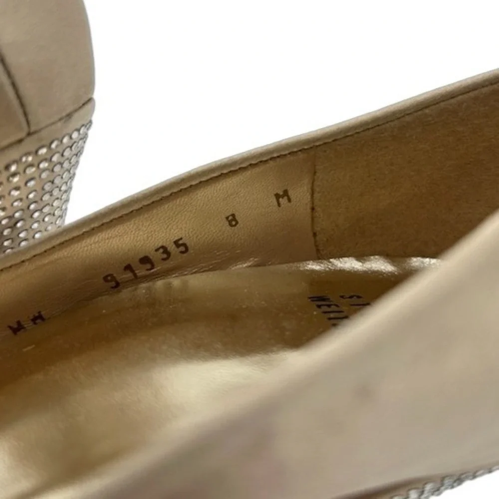 Stuart Weitzman Peep Toe Pumps Women's Size 8 M Champagne Satin‎ Platform Shoes